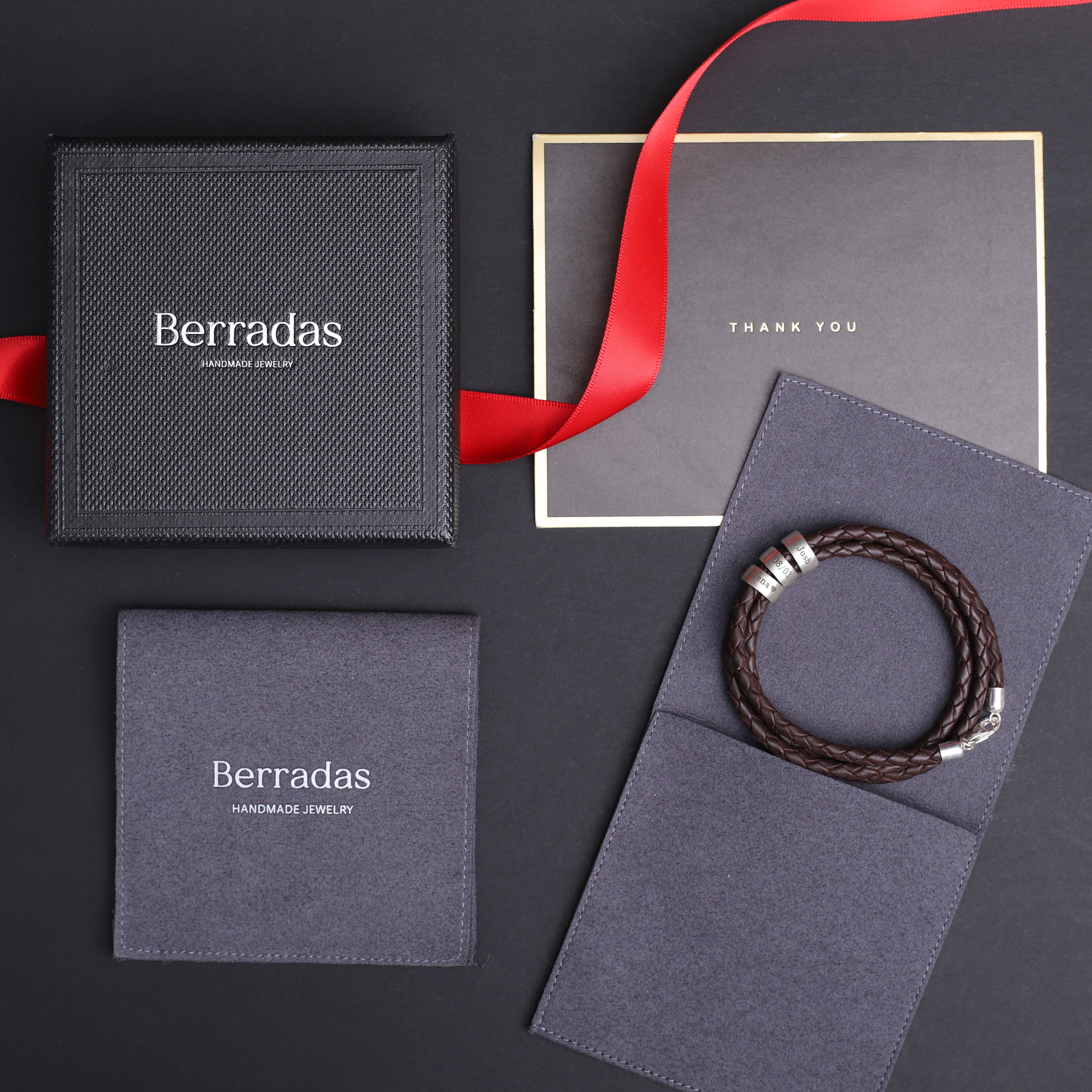 Personalized Leather Bracelet with Custom Family Names